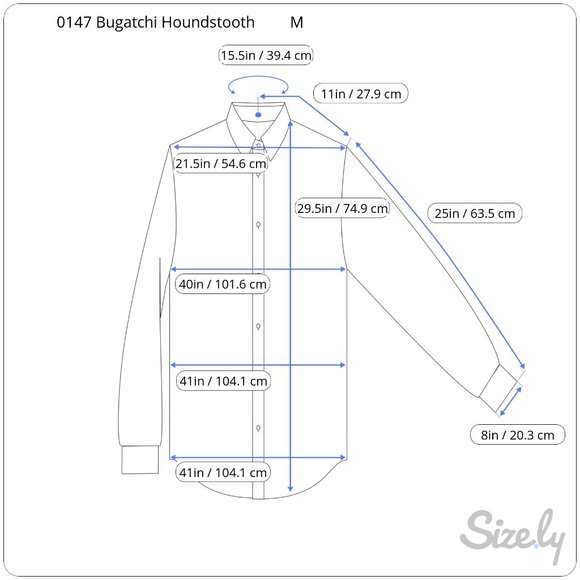 Bugatchi Shirt Men's M Blue Striped Houndstooth Button Pocket Drop Tail Cotton - Picture 3 of 15